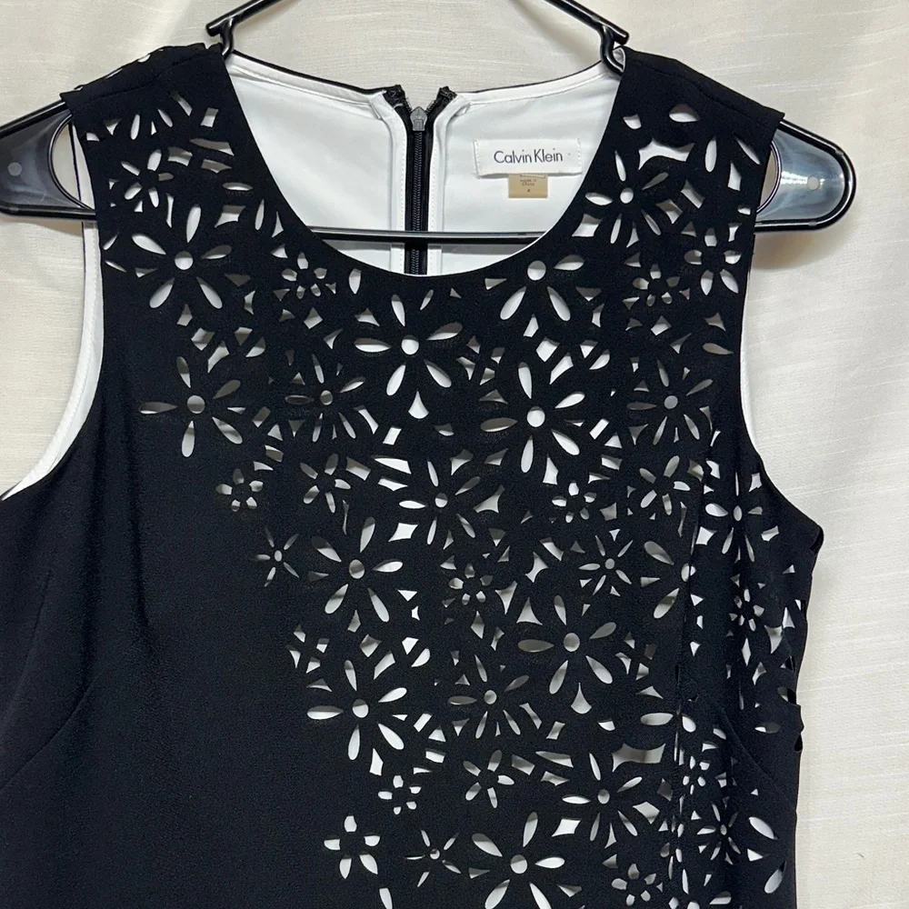 Calvin Klein Black Floral Cutout Mini Dress - Picture 3 of 11